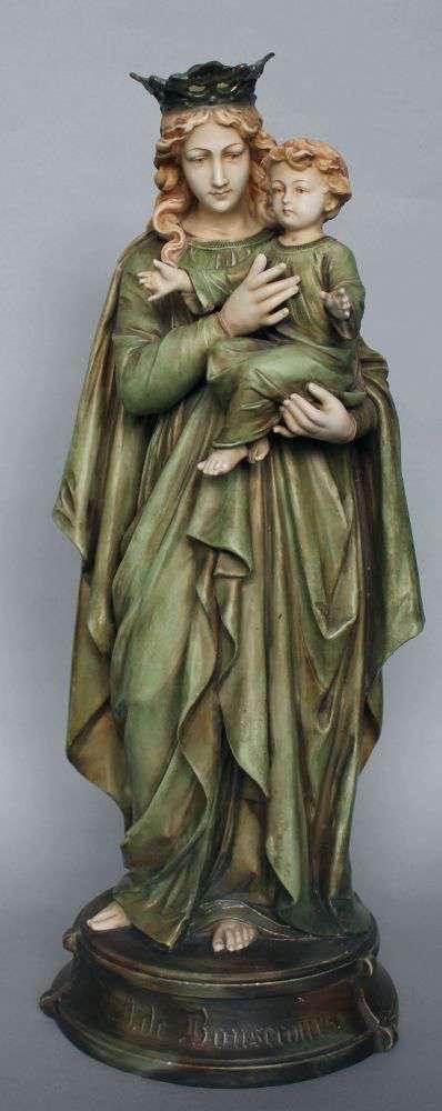 88. Figura Madonna Dobrej Nadziei z Bonsecours(I poł.xx w.) sygn.skrzyżowane widły [Volkstedt?, Paryż?] porcelana biała malowana, wys.40 Estymacja: 1.400-2.