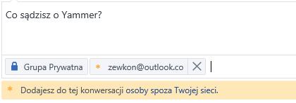 Warto wspomnieć również o tym, że możemy użytkowników zewnętrznych zapraszać do konwersacji wewnętrznych, kiedy np. chcemy uzyskać opinię dot. jednego tematu.