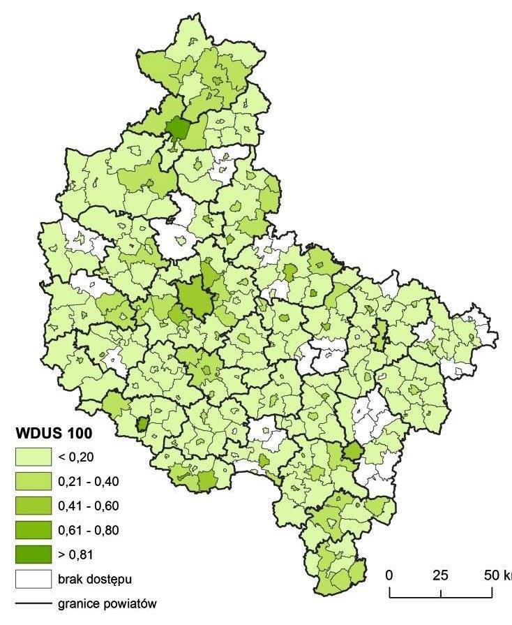 INFORMACJE UZUPEŁNIAJĄCE Rozwój społeczeństwa informacyjnego Dostępność usług szerokopasmowych w 2015 roku 2 Mb/s 30 Mb/s 100 Mb/s