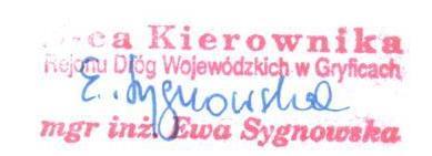 Zamawiający: Województwo Zachodniopomorskie - Zachodniopomorski Zarząd Dróg Wojewódzkich w Koszalinie tel. 94/342-78-31 prowadzący postępowanie: Rejon Dróg Wojewódzkich w Gryficach ul.