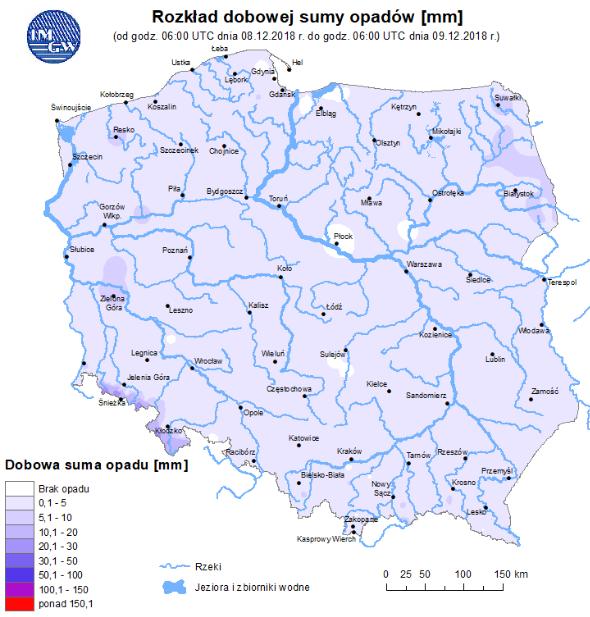 Rozkład dobowej sumy opadów Prognoza