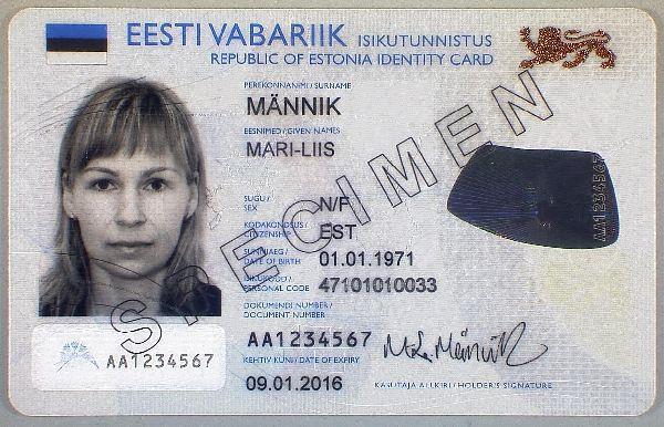 Estoński dowód tożsamości wydawany od 1.1.2011 r.
