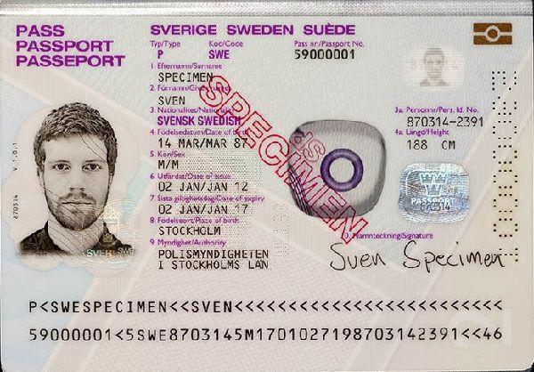 identyfikacyjnych. 25.1. Paszport (Europeiska Unionen Sverige Pass) 3.