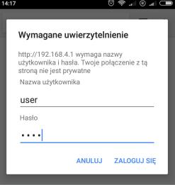 Wówczas moduł pracuje w trybie WEB SERWER(miga zielona i czerwona dioda na przemian). Teraz należy wyszukać sieć WiFi urządzenia. Nazwa SSID sieci: DPREMOTE- XXX lub podobna Adres IP: 192.168.4.