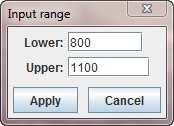 Dodatkowo z menu wybierz polecenie Range-Input, które umożliwia zdefiniowanie zakresu numerycznego dla danej zmiennej. Dla ciśnienia atmosferycznego typowymi wartościami jest zakres 800 do 1100 hpa.