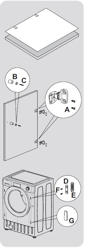 Instrukcje dotyczące montażu panelu meblowego na drzwiczkach Umieścić szablon na odwrotnej stronie panelu drzwiczek.