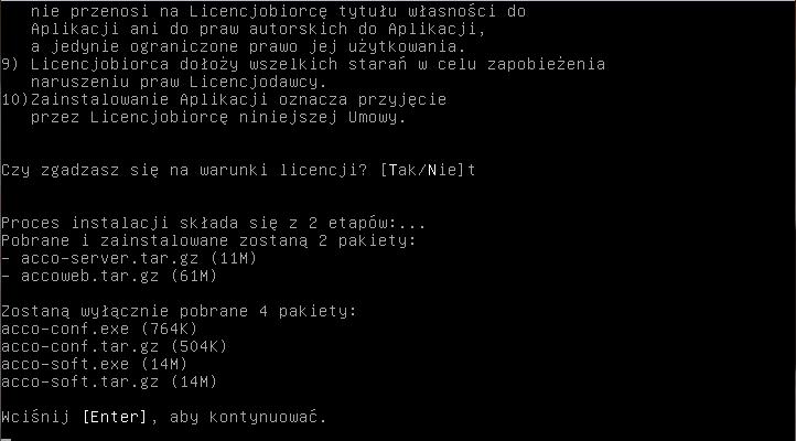 Gdy wyświetli się lista oprogramowania systemu ACCO NET, które ma