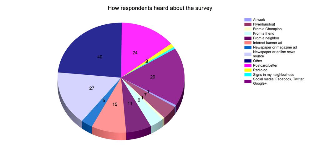 Additional information How respondents heard about the survey is a good way to analyze which kind of marketing and communication platforms worked best when