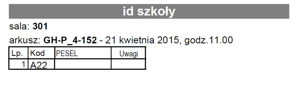 WZÓR ETYKIETY Nieoderwane przeniesiony do sali