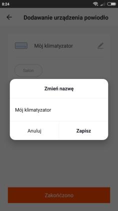 Mój klimatyzator (Zrzut ekranu 14). Kliknij zapisz.