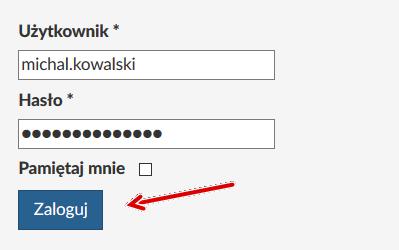 8. Po kliknięciu opcji Zaloguj się wprowadzamy naszą nazwę użytkownika i hasło podane podczas