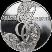 2 zł Borsuk Awers: U góry, na tle polskiej flagi ze stylizowanym napisem: SOLIDARNOŚĆ, wizerunek orła ustalony dla godła