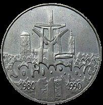 Na większości prezentowanych poniżej monet przedstawiony jest stylizowany wizerunek najważniejszego polskiego weksylium.