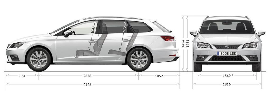 Dane techniczne / SEAT Leon ST. Benzyna Prędkość maksymalna (km/h) Przyspieszenie 0-00 km/h (s) Zużycie paliwa (l/00 km) - cykl mieszany Emisja CO 2 (g/km) - cykl mieszany.