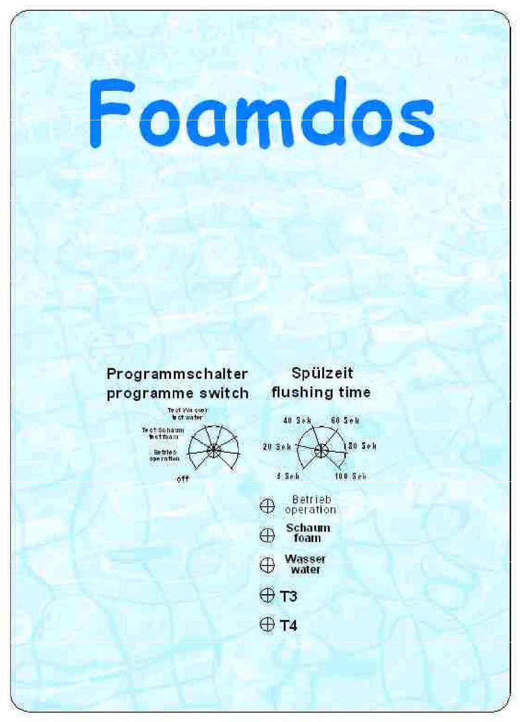 instrukcja obsługi FOAMDOS (04/08) strona 2 z 8 1. Zasada działenia FOAMDOS produkuje pianę z 3 komponentów: wody, powietrza i agenta piany. Piana jest podawana do masażu przewodem wykonanym z PVC.