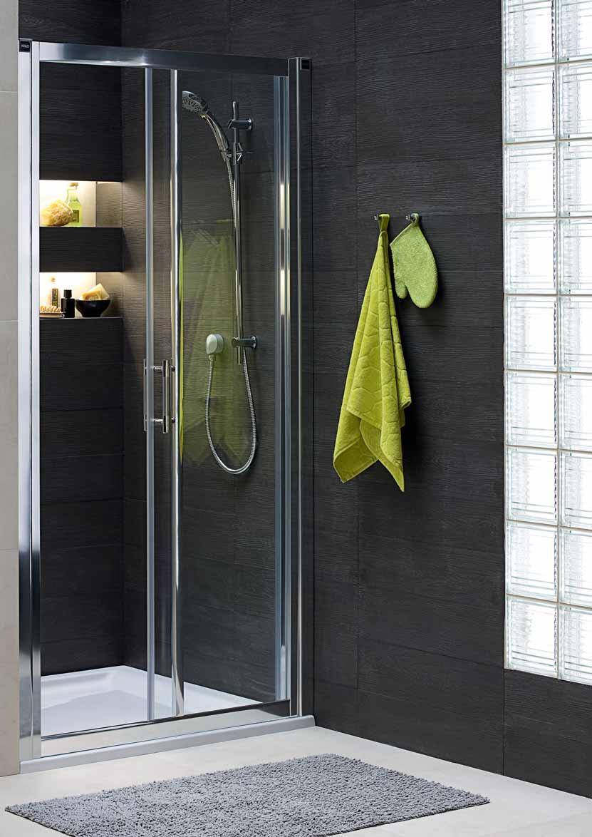 DRZI ROZSUANE Drzwi rozsuwane dostarczają wspaniałą przestrzeń kąpielową dla jednej lub dwóch osób.