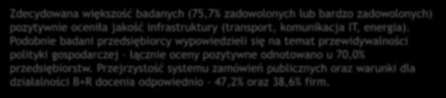 W jakim stopniu są Państwo zadowoleni z czynników oddziaływujących na atrakcyjność prowadzenia biznesu w Niemczech?