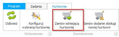 6.2.2 Zamówienie istniejącej hurtowni Aby zamówić już istniejącą hurtownię, można z poziomu programu użyć ikony Zamówienie istniejącej hurtowni.