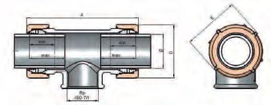Do rur stalowych, tzw rur czarnych i rur PE Typ QT Złączka zaciskowa typu trójnik (pierścień zaciskowy z dwóch stron + odejście) Rury stalowe i tzw.