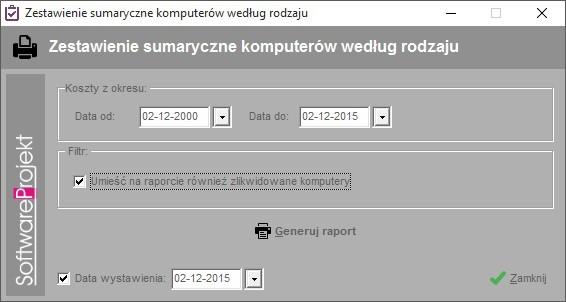 4. Sumaryczne zestawienie komputerów według rodzaju Raport ten generowany jest na podstawie danych ewidencjonowanych w tabeli Komputery programu Ewidencja Wyposażenia PL+.