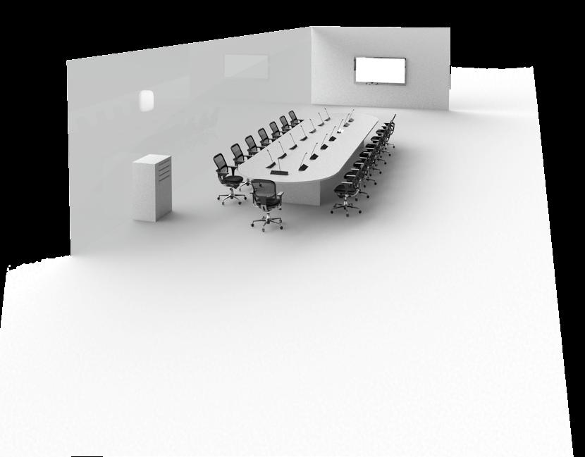 ZASTOSOWANIA SALA KONFERENCYJNA Dyskusje Konferencje Współpraca Prezentacje W salach konferencyjnych z długimi stołami może być trudno usłyszeć ludzi siedzących na drugim końcu.