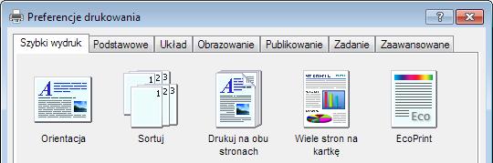 1 2 Nr Opis 1 Szybki wydruk Na tej karcie dostępne są ikony, do których można przydzielić często używane funkcje.