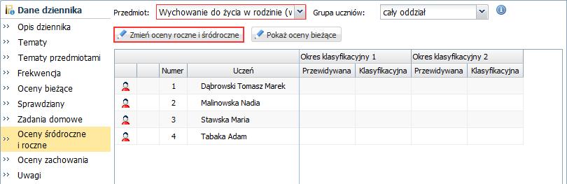 UONET+. Jak wypełnić pustą bazę danych w celu przygotowania i wydrukowania świadectw? 33/47 5. Postępując analogicznie, wprowadź oceny z pozostałych przedmiotów.