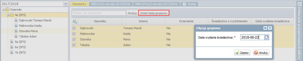 UONET+. Jak wypełnić pustą bazę danych w celu przygotowania i wydrukowania świadectw? 41/47 2.