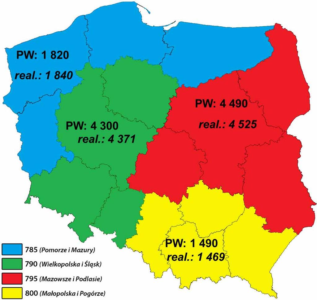 7. Ocena realizacji próby gospodarstw rolnych Ocenę realizacji przeprowadzono na podstawie informacji uzyskanych ze wszystkich biur rachunkowych, łącznie z biurem rachunkowym nr 17, tworzonym przez