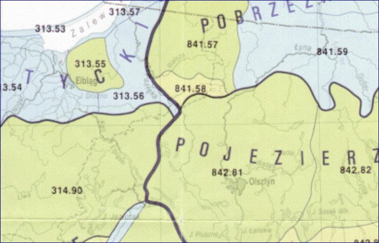 Objaśnienia: 2 - namuły torfiaste; 3 - namuły piaszczyste; 8 - piaski rzeczne; 9 - piaski rzeczne