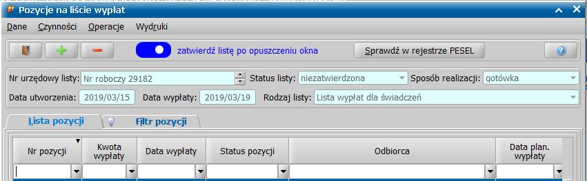 Domyślnie, przełącznik jest wyłączony. Można go włączyć przez przesunięcie myszką kropki w prawo, albo kliknięcie w prawą część.