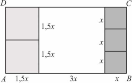 25. Jeśli długość boku małego kwadratu oznaczymy przez x, to duży kwadrat ma bok długości 3x, a średni ma bok długości 1,5x.