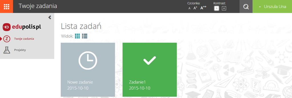 3.2. Twoje zadania Zakładka Twoje zadania otwiera listę zadań zleconych zalogowanemu uczniowi.