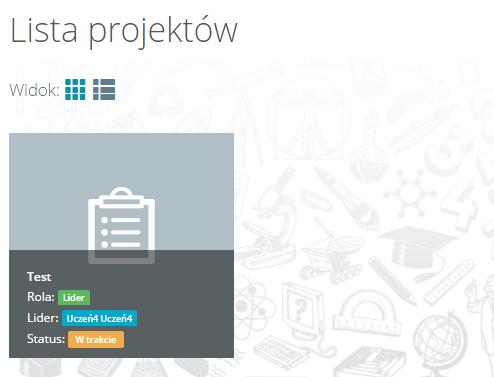 3.3. Projekty Zakładka Projekty otwiera listę projektów, w których uczeń bierze udział, umożliwiając pracę projektową z innym użytkownikami platformy.