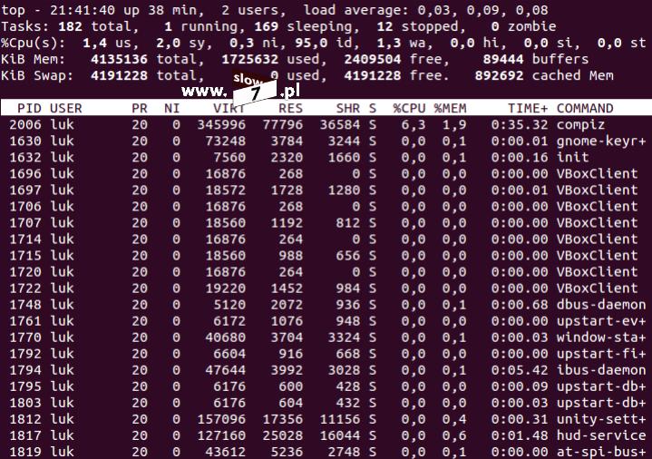 11 (Pobrane z slow7.pl) Aby zaś stan procesów zapisać do zewnętrznego pliku by później zająć się ich analizą do polecenia top należy dodać parametr -b.