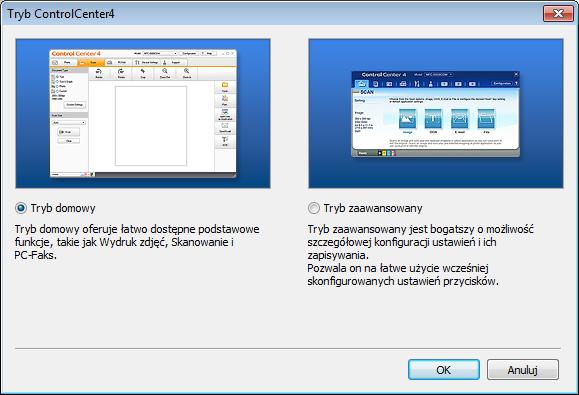 Skanowanie za pomocą komputera Aby zmienić tryb pracy programu ControlCenter4: 1 Kliknij ikonę (ControlCenter4) na pasku zadań, a następnie wybierz opcję Otwórz z menu.