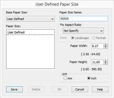 Różne funkcje związane z drukowaniem Jeśli stosunek długości papieru do jego szerokości jest taki sam jak w przypadku jednego z już zdefiniowanych rozmiarów, należy wybrać odpowiedni rozmiar