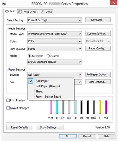 Różne funkcje związane z drukowaniem Wybieranie ustawień w systemie Windows Na ekranie Main (Główne) sterownika A drukarki wybierz odpowiednie ustawienie dla opcji Media Type (Rodzaj nośnika).