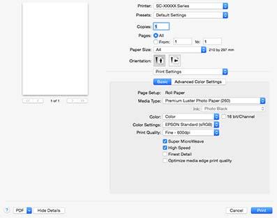 Korzystanie ze sterownika drukarki (system Mac OS X) Korzystanie ze sterownika drukarki (system Mac OS X) Wyświetlanie ekranu ustawień Sposób wyświetlania ekranu ustawień sterownika drukarki może być
