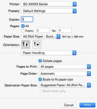 Różne funkcje związane z drukowaniem B Z listy Output Paper (Papier wyjściowy) wybierz rozmiar papieru załadowanego do drukarki.