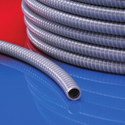 Węże plastikowe Węże metalowe NORPLAST PVC 131 Wąż ochronny z plastiku,powłoka wzmocniona spiralą z Hart PVC, wewnątrz i na zewnątrz gładki, szczelny na ciecze.