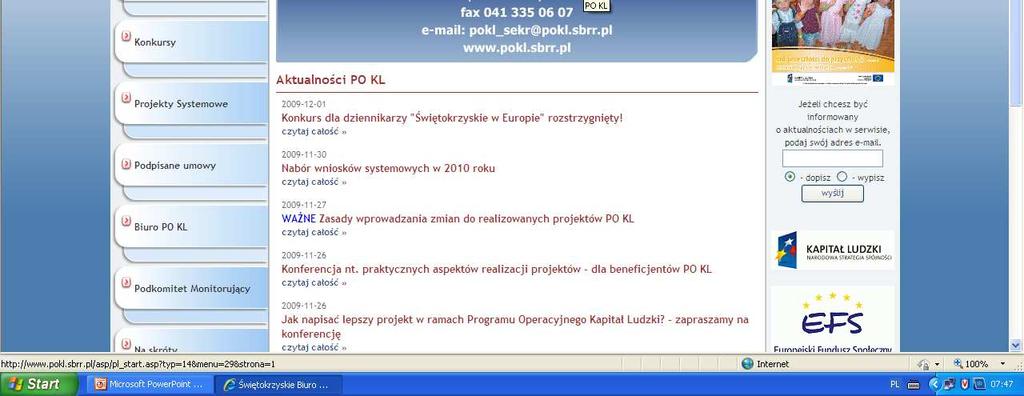 ) Formularz PEFS 2007 wersja 2.0, (16 wrzesień 2009 r.