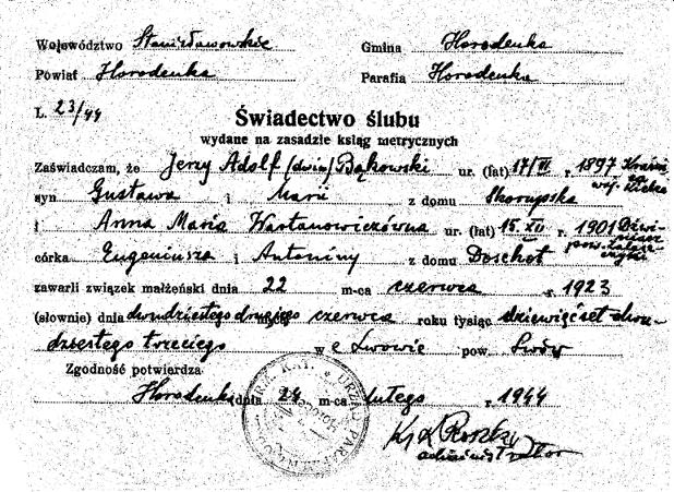 ) Jerzy Jaxa-Bąkowski (zdjęcie z ok. 1922 r.) - 22.06.1923 r.