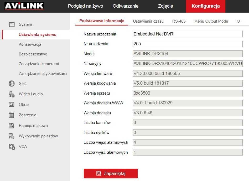 dodawania rejestratora do indywidualnego konta na platformie P2P. Następnie zatwierdzamy przyciskiem "Zapamiętaj". Po minucie można przełączyć się na inną zakładkę i wrócić na "Dostęp do platformy".