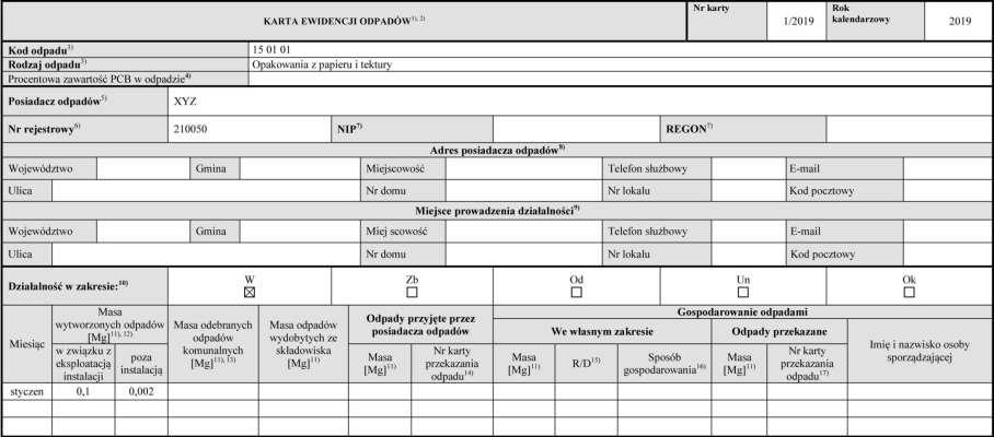 Prowadzenie ewidencji odpadów karta ewidencji odpadów Posiadacz odpadów prowadzi kartę ewidencji odpadów dla każdego rodzaju