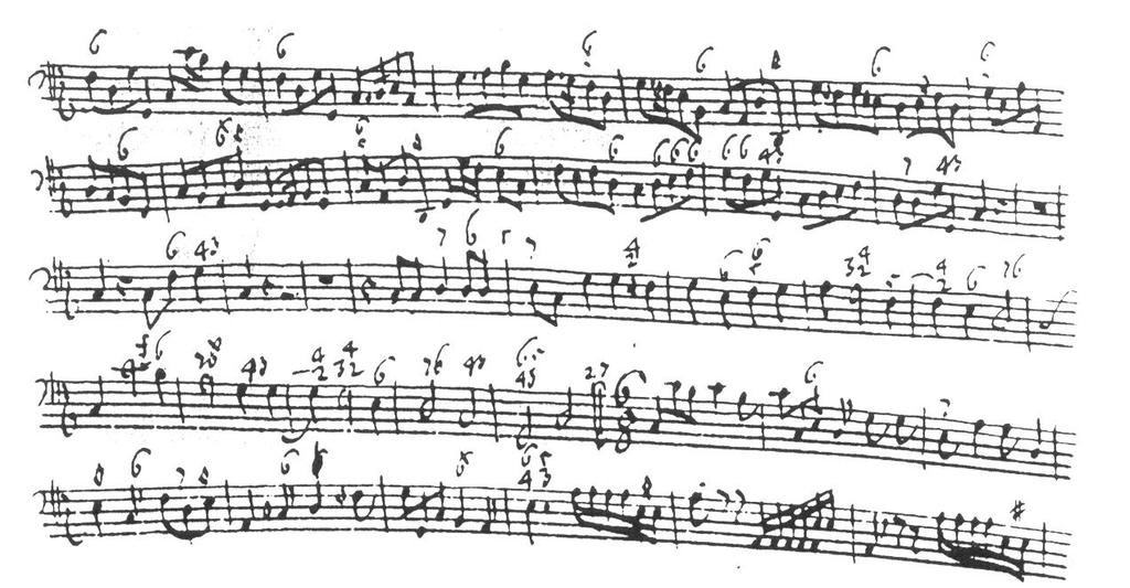 Próbny egzamin maturalny z historii muzyki 5 Zadanie 7. (1 pkt) Na ilustracji przedstawiono fragment źródła z zapisem najniższego głosu kompozycji.