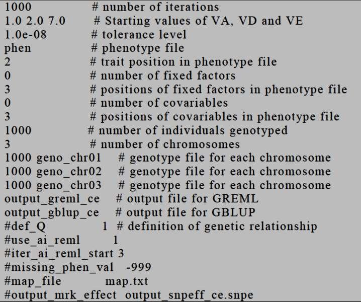GVCBLUP parameter file estymatory efektów SNP
