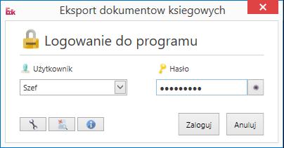 Podczas kolejnych prób uruchomienia programu będzie wyświetlać się okno logowania.