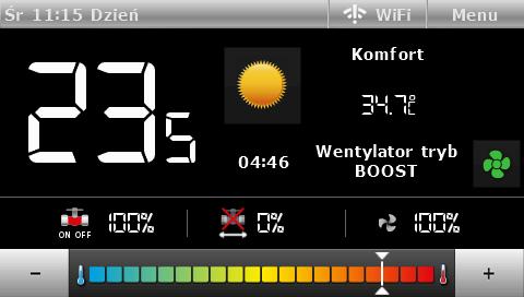 IV. ZASADA DZIAŁANIA Regulator VER-24 WiFi steruje wentylatorem oraz zaworami w celu utrzymania w pomieszczeniu zadanej temperatury.