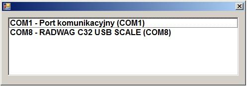 W tym przypadku jest to COM8. 2. W podmenu wagi <Urządzenia / Komputer / Port> ustaw wartość USB B. 3.